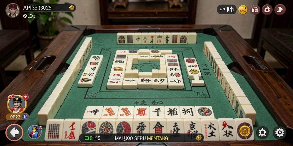 Tampilan gameplay seru API33 dalam permainan Mahjong yang menarik.