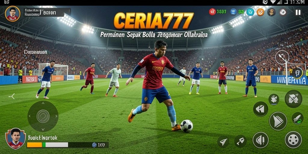Tampilan gameplay CERIA777 dalam aksi sepak bola yang seru.