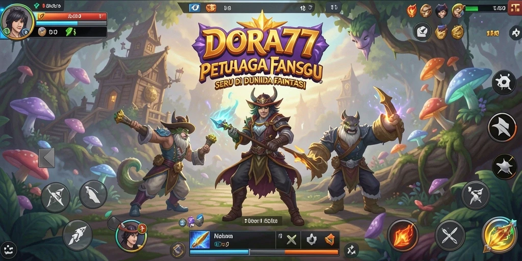 Tampilan gameplay DORA77 yang penuh aksi petualangan.