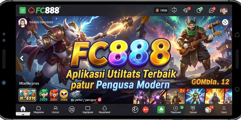 Tampilan utama FC888 dengan fitur-fitur utility yang lengkap.