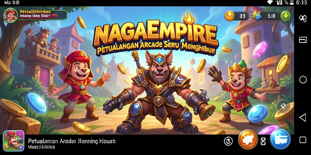 Screenshot gameplay NAGAEMPIRE yang menampilkan aksi seru dalam permainan arcade.