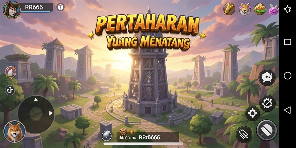 Screenshot gameplay yang mendalam dari RR666 Tower Defense.