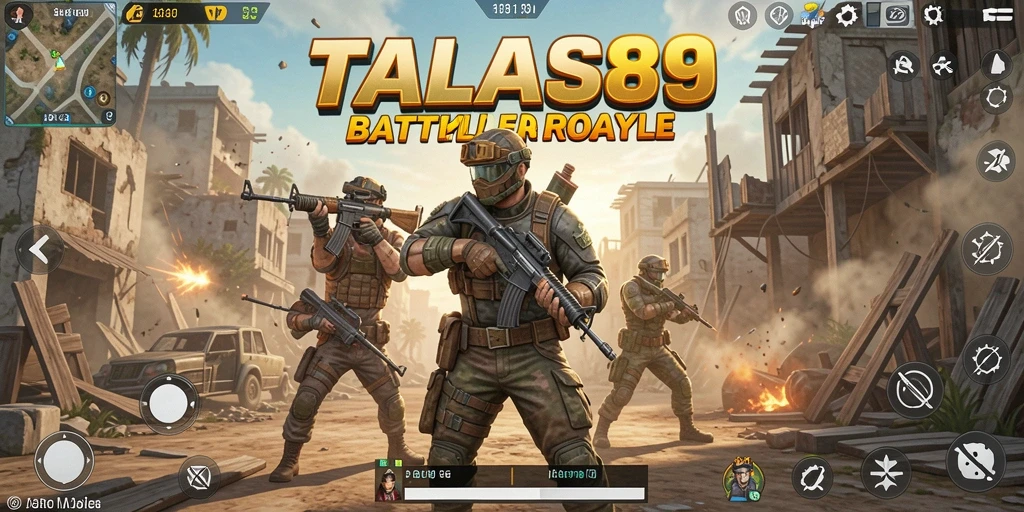 Tampilan seru dari gameplay TALAS89 dalam pertarungan Battle Royale.