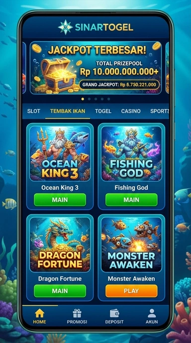 Tampilan antarmuka pengguna yang sederhana di sinartogel.